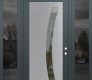 Modern Steel Front Door Diamond C4 60" x 96" anthracite/anthracite clear Glass Panel stainless steel LHI with 2 Sidelites and Transom mirrored Glass
