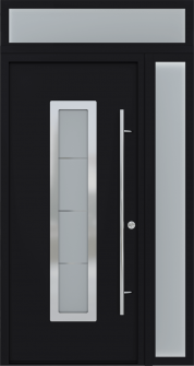 MODERN FRONT STEEL DOOR ARGOS BLACK/WHITE 49 1/4" X 95 11/16" LHI + SIDELITE RIGHT/TRANSOM