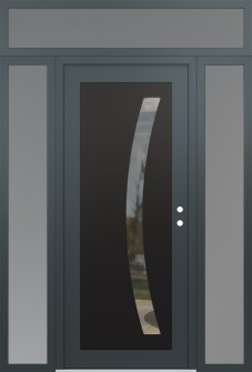 Diamond C4 64" x 96" anthracite/anthracite clear Glass Panel black LHI with 2 Sidelites and Transom frosted Glass