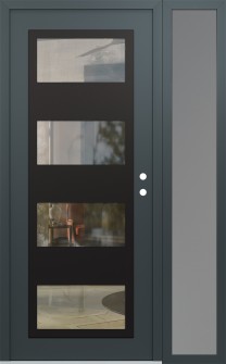 Diamond C2 48" x 80" anthracite/anthracite clear Glass Panel black LHI with Sidelite frosted Glass