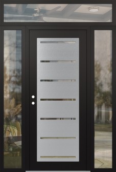 Diamond C11 60" x 96" black/black clear Glass Panel stainless steel RHI with 2 Sidelites and Transom clear Glass