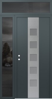 DIAMOND A13 52" X 96" ANTHRACITE/ANTHRACITE FROSTED GLASS PANEL STAINLESS STEEL RHI WITH SIDELITE AND TRANSOM MIRRORED GLASS