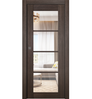 Avon 4 Lite Clear Vetro Veralinga Oak Single Doors