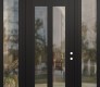 Modern Steel Front Door Diamond C14 64" x 96" black/black clear Glass Panel black LHI with 2 Sidelites and Transom clear Glass