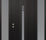 Modern Steel Front Door DIAMOND A5 60" X 96" BLACK/WHITE FROSTED GLASS PANEL BLACK RHI WITH 2 SIDELITES AND TRANSOM FROSTED GLASS