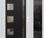 Modern Steel Front Door Diamond C3 52" x 80" white/white clear Glass Panel black LHI with Sidelite mirrored Glass
