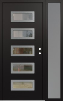 Diamond D1 52" x 80" black/black clear Glass Panel stainless steel LHI with Sidelite frosted Glass