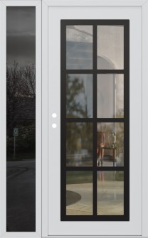 Diamond C16 50" x 80" white/white clear Glass Panel black RHI with Sidelite mirrored Glass