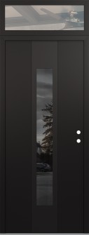 DIAMOND A1 36" X 96" BLACK/BLACK MIRRORED GLASS PANEL BLACK LHI WITH TRANSOM CLEAR GLASS