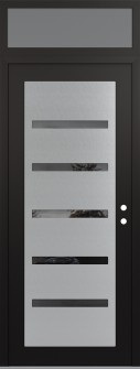 Diamond C7 36" x 96" black/black mirrored Glass Panel stainless steel LHI with Transom frosted Glass