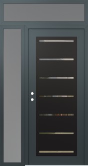 Diamond C11 48" x 96" anthracite/anthracite clear Glass Panel black RHI with Sidelite and Transom frosted Glass