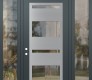 Modern Steel Front Door Diamond C10 64" x 96" anthracite/anthracite clear Glass Panel stainless steel RHI with 2 Sidelites and Transom clear Glass
