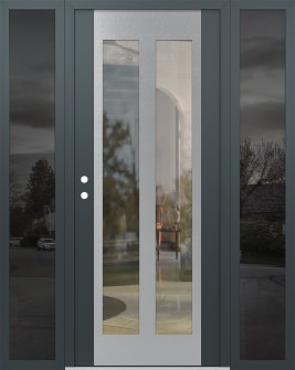 Diamond C14 68" x 80" anthracite/anthracite clear Glass Panel stainless steel RHI with 2 Sidelites mirrored Glass