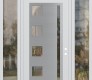Modern Steel Front Door Diamond C3 60" x 96" white/white clear Glass Panel stainless steel LHI with 2 Sidelites and Transom clear Glass