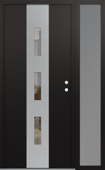 DIAMOND A7 48" X 80" BLACK/BLACK CLEAR GLASS PANEL STAINLESS STEEL LHI WITH SIDELITE FROSTED GLASS