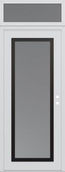 Diamond C1 36" x 96" white/white frosted Glass Panel black LHI with Transom frosted Glass