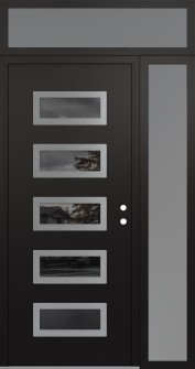 Diamond D1 50" x 96" black/black mirrored Glass Panel stainless steel LHI with Sidelite and Transom frosted Glass