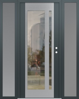Diamond C15 64" x 80" anthracite/anthracite clear Glass Panel stainless steel LHI with 2 Sidelites frosted Glass