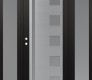 Modern Steel Front Door Diamond C3 60" x 80" black/white frosted Glass Panel stainless steel RHI with 2 Sidelites frosted Glass