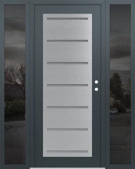 Diamond C11 64" x 80" anthracite/anthracite frosted Glass Panel stainless steel LHI with 2 Sidelites mirrored Glass