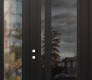 Modern Steel Front Door Diamond C15 48" x 96" black/black mirrored Glass Panel black RHI with Sidelite and Transom clear Glass