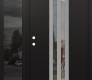 Modern Steel Front Door DIAMOND A8 50" X 80" BLACK/BLACK CLEAR GLASS PANEL STAINLESS STEEL RHI WITH SIDELITE MIRRORED GLASS