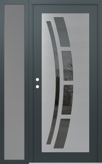 Diamond C12 52" x 80" anthracite/anthracite mirrored Glass Panel stainless steel RHI with Sidelite frosted Glass