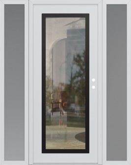 Diamond C1 68" x 80" white/white clear Glass Panel black LHI with 2 Sidelites frosted Glass