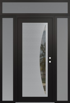 Diamond C13 60" x 96" black/black clear Glass Panel stainless steel LHI with 2 Sidelites and Transom frosted Glass