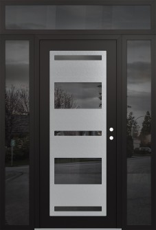 Diamond C10 60" x 96" black/black mirrored Glass Panel stainless steel LHI with 2 Sidelites and Transom mirrored Glass