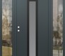 Modern Steel Front Door DIAMOND A1 60" X 80" ANTHRACITE/ANTHRACITE FROSTED GLASS PANEL BLACK RHI WITH 2 SIDELITES CLEAR GLASS