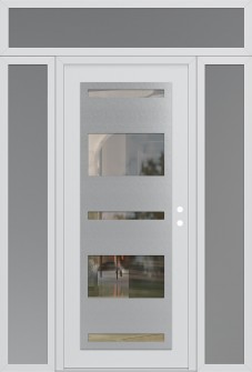 Diamond C10 68" x 96" white/white clear Glass Panel stainless steel LHI with 2 Sidelites and Transom frosted Glass