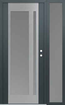 Diamond C15 48" x 80" anthracite/anthracite frosted Glass Panel stainless steel LHI with Sidelite frosted Glass