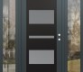 Modern Steel Front Door Diamond C10 60" x 80" anthracite/anthracite frosted Glass Panel black LHI with 2 Sidelites clear Glass