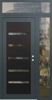 Diamond C7 52" x 96" anthracite/anthracite clear Glass Panel black LHI with Sidelite and Transom clear Glass