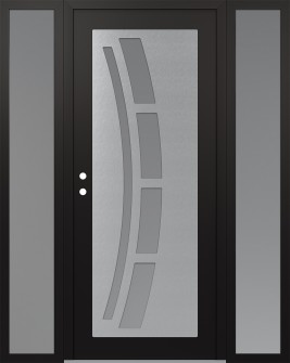Diamond C12 60" x 80" black/white frosted Glass Panel stainless steel RHI with 2 Sidelites frosted Glass