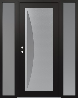 Diamond C13 60" x 80" black/white frosted Glass Panel stainless steel RHI with 2 Sidelites frosted Glass