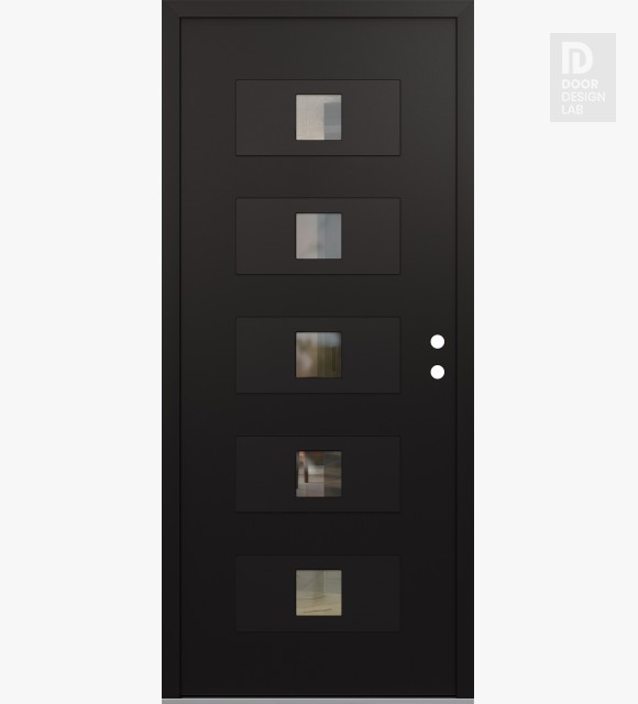 Modern Steel Front Door Diamond D8 36" x 80" black/black clear Glass Panel black LHI