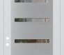 Modern Steel Front Door Diamond C7 36" x 96" white/white clear Glass Panel stainless steel RHI with Transom clear Glass