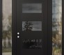 Modern Steel Front Door Diamond C2 68" x 96" black/black mirrored Glass Panel black RHI with 2 Sidelites and Transom clear Glass