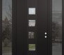 DIAMOND A13 60" X 96" BLACK/BLACK CLEAR GLASS PANEL BLACK RHI WITH 2 SIDELITES AND TRANSOM MIRRORED GLASS