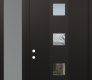 DIAMOND A12 50" X 96" BLACK/BLACK CLEAR GLASS PANEL BLACK LHI WITH SIDELITE AND TRANSOM FROSTED GLASS