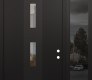 Modern Steel Front Door DIAMOND A7 50" X 96" BLACK/BLACK CLEAR GLASS PANEL BLACK LHI WITH SIDELITE AND TRANSOM MIRRORED GLASS