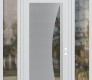 Modern Steel Front Door Diamond C13 60" x 96" white/white clear Glass Panel stainless steel LHI with 2 Sidelites and Transom clear Glass