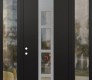 Modern Steel Front Door DIAMOND A10 64" X 96" BLACK/BLACK CLEAR GLASS PANEL STAINLESS STEEL RHI WITH 2 SIDELITES AND TRANSOM CLEAR GLASS