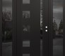 Modern Steel Front Door Diamond C3 68" x 80" black/black mirrored Glass Panel black LHI with 2 Sidelites mirrored Glass