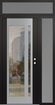 Diamond C15 50" x 96" black/black clear Glass Panel stainless steel LHI with Sidelite and Transom frosted Glass