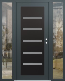 Diamond C7 60" x 80" anthracite/anthracite frosted Glass Panel black LHI with 2 Sidelites clear Glass