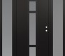 Modern Steel Front Door DIAMOND A9 68" X 80" BLACK/WHITE FROSTED GLASS PANEL BLACK LHI WITH 2 SIDELITES FROSTED GLASS