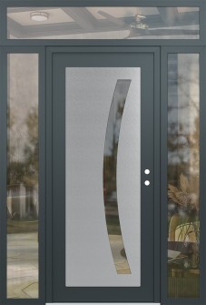 Diamond C4 68" x 96" anthracite/anthracite clear Glass Panel stainless steel LHI with 2 Sidelites and Transom clear Glass